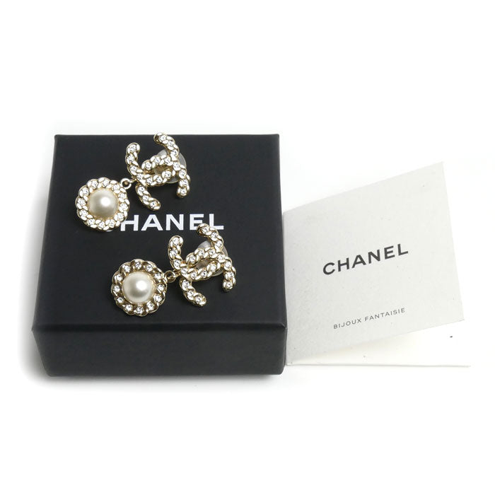 CHANEL シャネル メタル ストラス ココマーク フェイクパール ラインストーン イヤリング AB0596 9.7g レディース【中古】