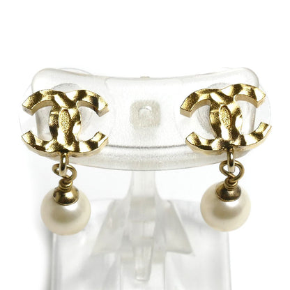 CHANEL シャネル GP ココマーク フェイクパール ピアス 2.8g レディース【中古】