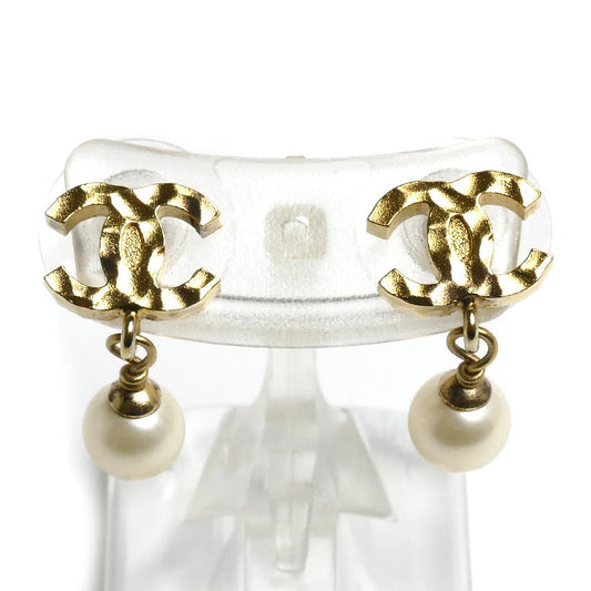 CHANEL シャネル GP ココマーク フェイクパール ピアス 2.8g レディース【中古】