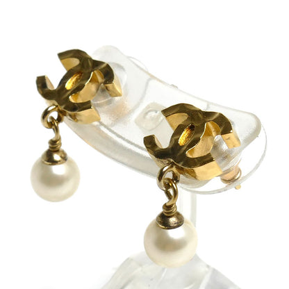 CHANEL シャネル GP ココマーク フェイクパール ピアス 2.8g レディース【中古】