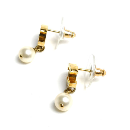 CHANEL シャネル GP ココマーク フェイクパール ピアス 2.8g レディース【中古】