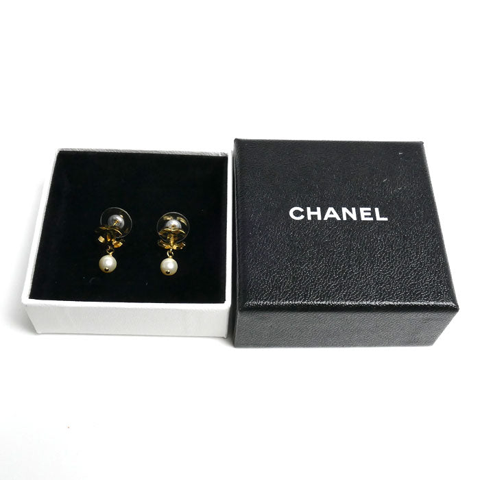 CHANEL シャネル GP ココマーク フェイクパール ピアス 2.8g レディース【中古】