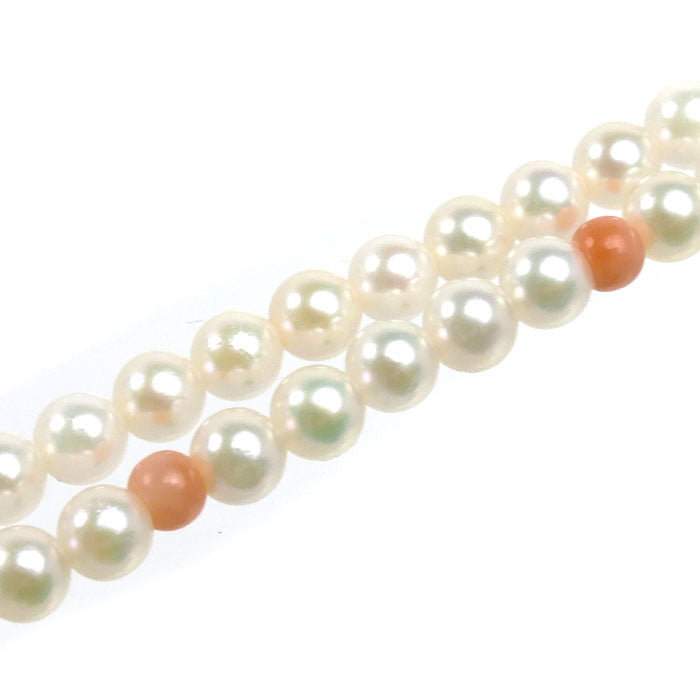 MIKIMOTO ミキモト ２連 ブレスレット パール約3.0～3.4mm サンゴ 7.9g 20cm レディース【中古】