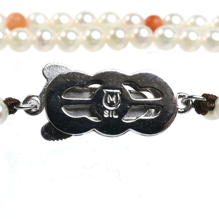 MIKIMOTO ミキモト ２連 ブレスレット パール約3.0～3.4mm サンゴ 7.9g 20cm レディース【中古】