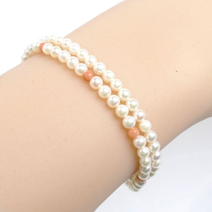 MIKIMOTO ミキモト ２連 ブレスレット パール約3.0～3.4mm サンゴ 7.9g 20cm レディース【中古】