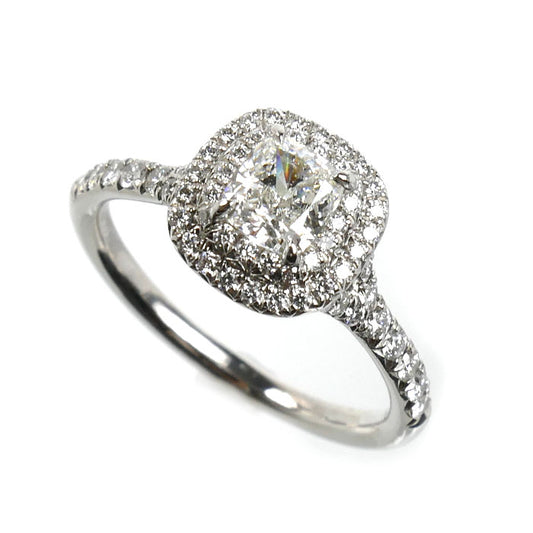 TIFFANY&Co. ティファニー Pt950プラチナ ソレスト クッション カット ダブル ハロー リング・指輪 #57975 ダイヤモンド0.54ct 11.5号 4.4g レディース【中古】