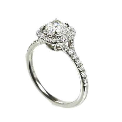 TIFFANY&Co. ティファニー Pt950プラチナ ソレスト クッション カット ダブル ハロー リング・指輪 #57975 ダイヤモンド0.54ct 11.5号 4.4g レディース【中古】