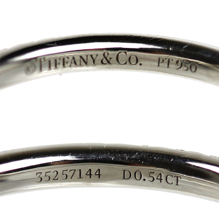TIFFANY&Co. ティファニー Pt950プラチナ ソレスト クッション カット ダブル ハロー リング・指輪 #57975 ダイヤモンド0.54ct 11.5号 4.4g レディース【中古】