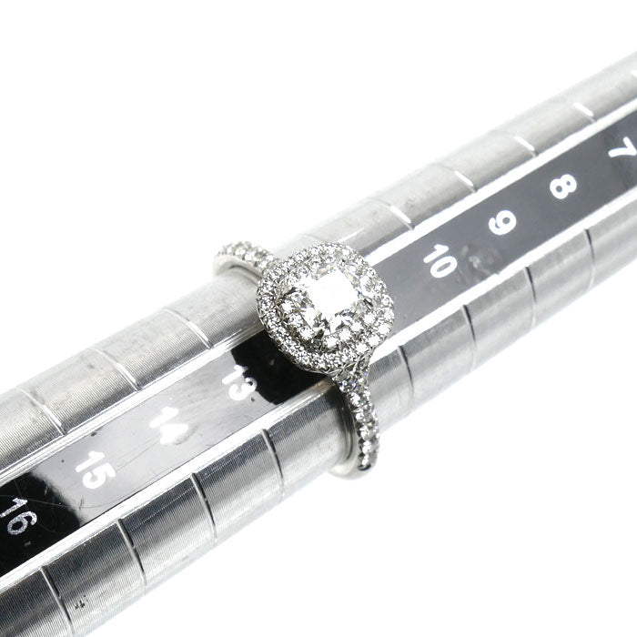 TIFFANY&Co. ティファニー Pt950プラチナ ソレスト クッション カット ダブル ハロー リング・指輪 #57975 ダイヤモンド0.54ct 11.5号 4.4g レディース【中古】