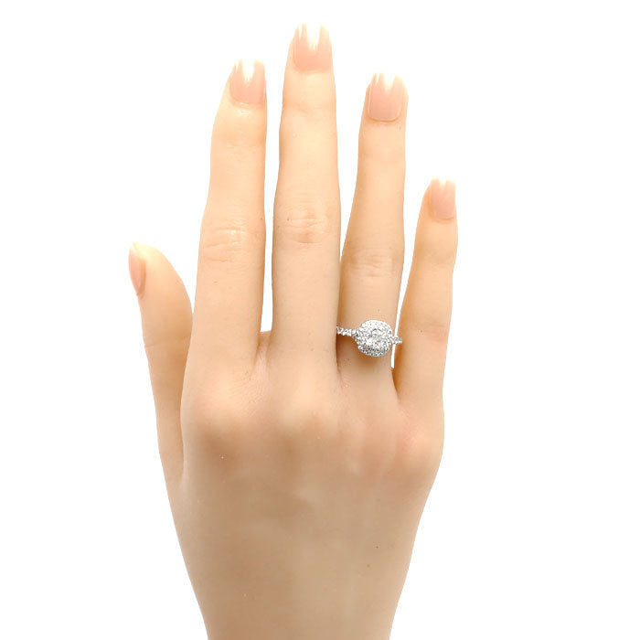 TIFFANY&Co. ティファニー Pt950プラチナ ソレスト クッション カット ダブル ハロー リング・指輪 #57975 ダイヤモンド0.54ct 11.5号 4.4g レディース【中古】