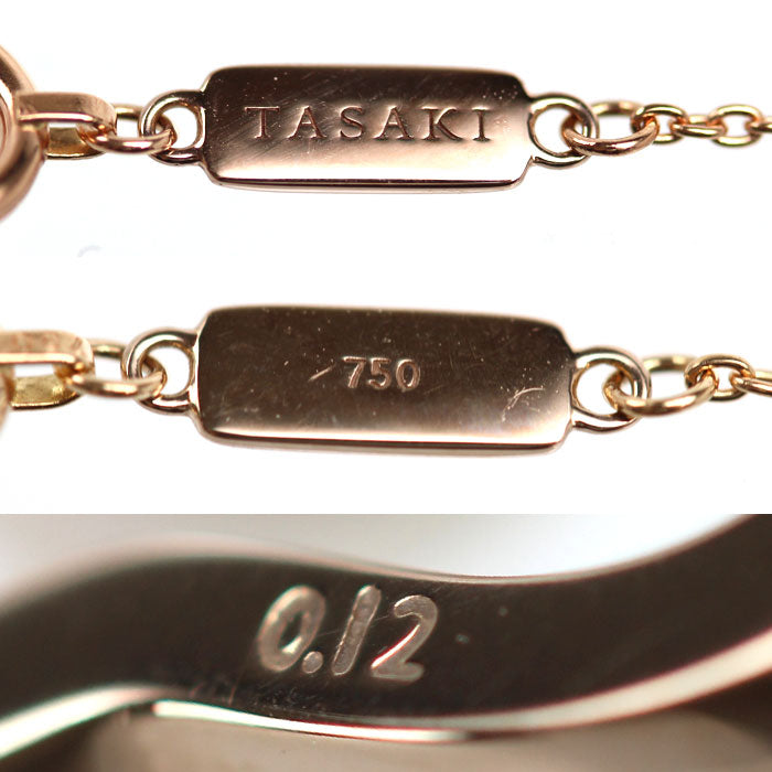 TASAKI タサキ K18PG ピンクゴールド チャンツ シグネチャー ネックレス P-17171-18KSG アコヤパール約7.0mm ダイヤモンド0.12ct 5.0g 45cm SAKURA ゴールド レディース【中古】【美品】
