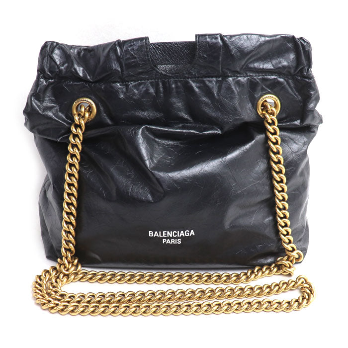 BALENCIAGA バレンシアガ クラッシュ　スモール トートバッグ ブラック 742942 210IT レディース【中古】