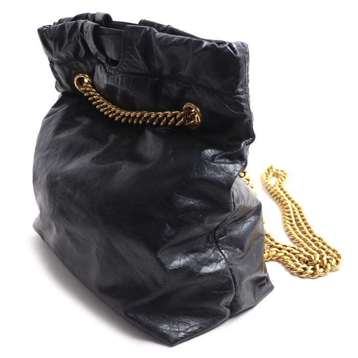 BALENCIAGA バレンシアガ クラッシュ　スモール トートバッグ ブラック 742942 210IT レディース【中古】