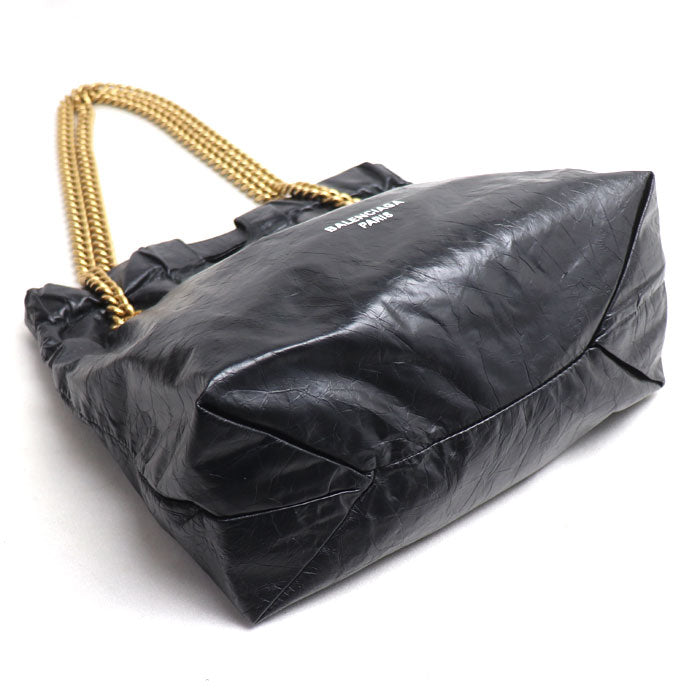 BALENCIAGA バレンシアガ クラッシュ　スモール トートバッグ ブラック 742942 210IT レディース【中古】