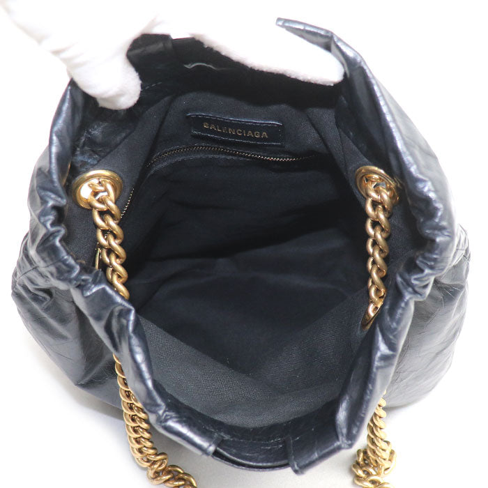 BALENCIAGA バレンシアガ クラッシュ　スモール トートバッグ ブラック 742942 210IT レディース【中古】