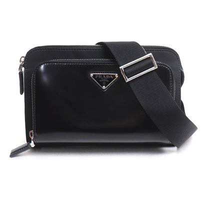 PRADA プラダ Re-Nylon サフィアーノレザー ショルダーバッグ ブラック 2VH130 RFID レディース【中古】
