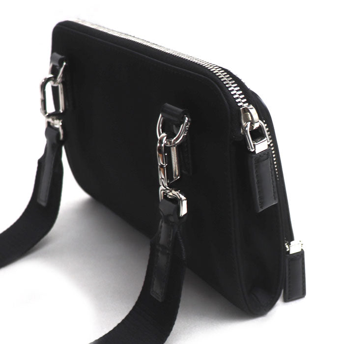 PRADA プラダ Re-Nylon サフィアーノレザー ショルダーバッグ ブラック 2VH130 RFID レディース【中古】
