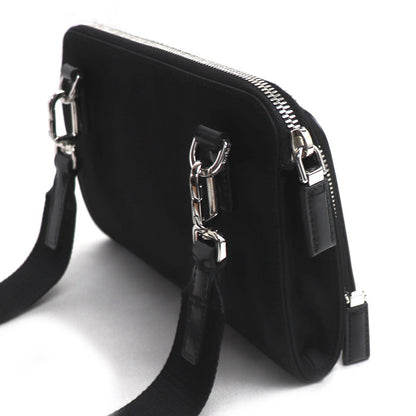 PRADA プラダ Re-Nylon サフィアーノレザー ショルダーバッグ ブラック 2VH130 RFID レディース【中古】