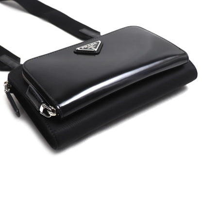 PRADA プラダ Re-Nylon サフィアーノレザー ショルダーバッグ ブラック 2VH130 RFID レディース【中古】