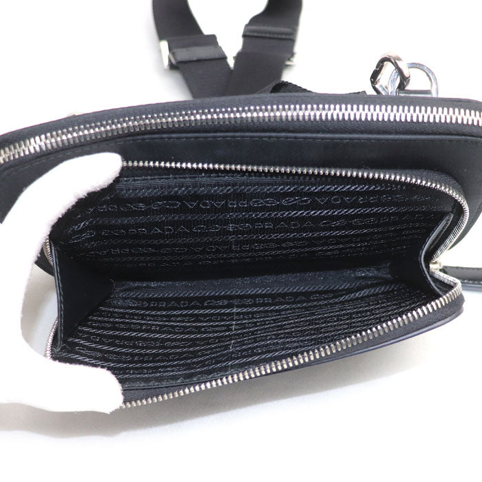 PRADA プラダ Re-Nylon サフィアーノレザー ショルダーバッグ ブラック 2VH130 RFID レディース【中古】