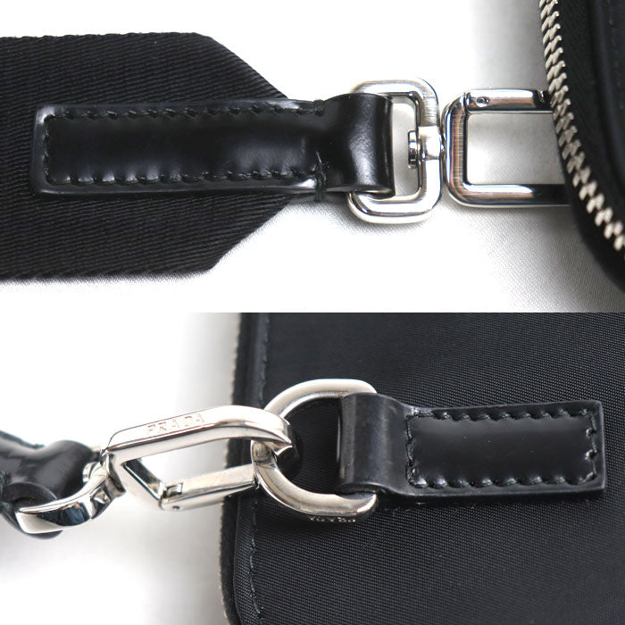 PRADA プラダ Re-Nylon サフィアーノレザー ショルダーバッグ ブラック 2VH130 RFID レディース【中古】