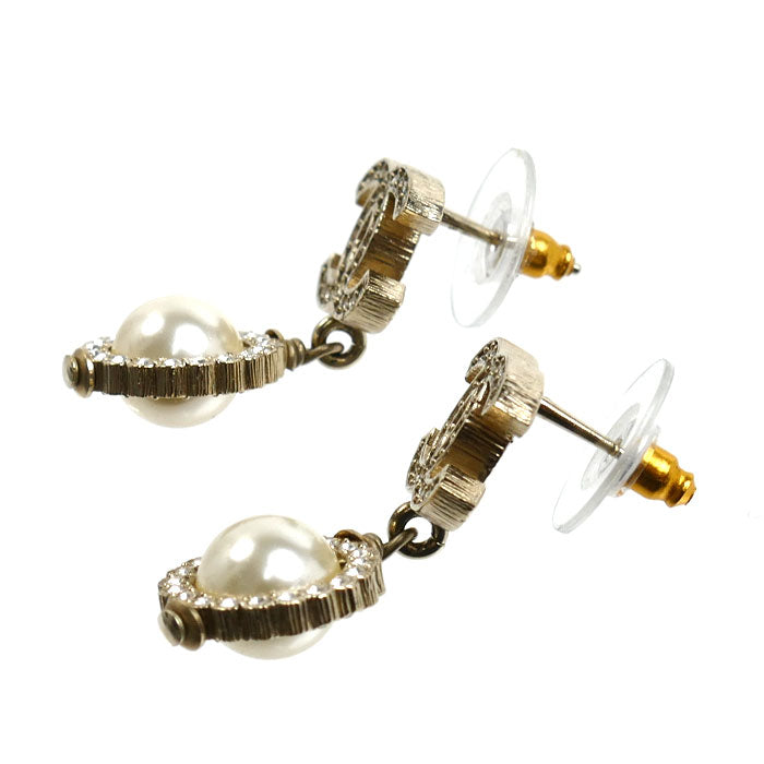 CHANEL シャネル メタル ココマーク ラインストーン/フェイクパール ピアス AB2307 7.2g レディース【中古】