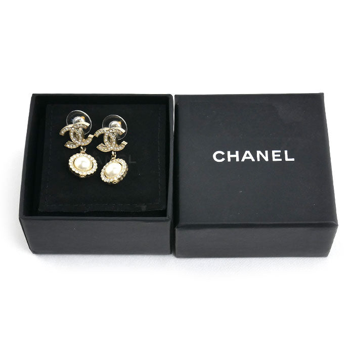 CHANEL シャネル メタル ココマーク ラインストーン/フェイクパール ピアス AB2307 7.2g レディース【中古】