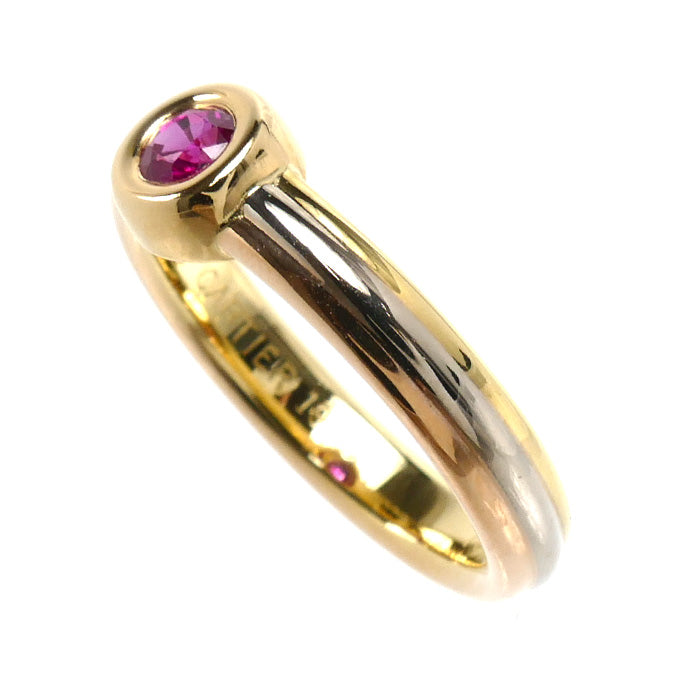 CARTIER カルティエ K18YG イエローゴールド K18WG ホワイトゴールド K18PG モノストーン リング・指輪 ルビー 10号 50 4.8g レディース【中古】【美品】
