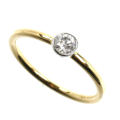 TIFFANY&Co. ティファニー K18YG イエローゴールド Pt950プラチナ ビゼット リング・指輪 ダイヤモンド 9.5号 1.9g レディース【中古】【美品】