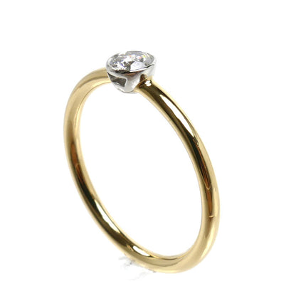 TIFFANY&Co. ティファニー K18YG イエローゴールド Pt950プラチナ ビゼット リング・指輪 ダイヤモンド 9.5号 1.9g レディース【中古】【美品】