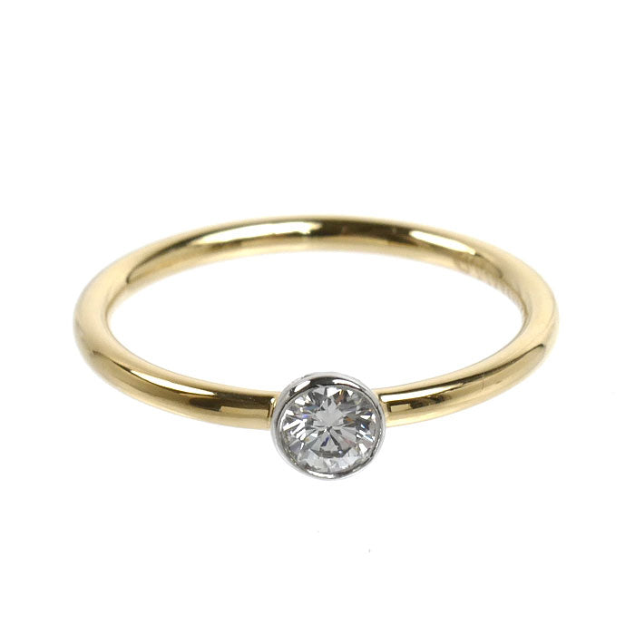 TIFFANY&Co. ティファニー K18YG イエローゴールド Pt950プラチナ ビゼット リング・指輪 ダイヤモンド 9.5号 1.9g レディース【中古】【美品】