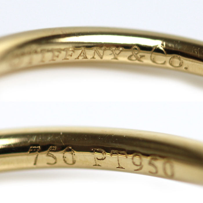 TIFFANY&Co. ティファニー K18YG イエローゴールド Pt950プラチナ ビゼット リング・指輪 ダイヤモンド 9.5号 1.9g レディース【中古】【美品】