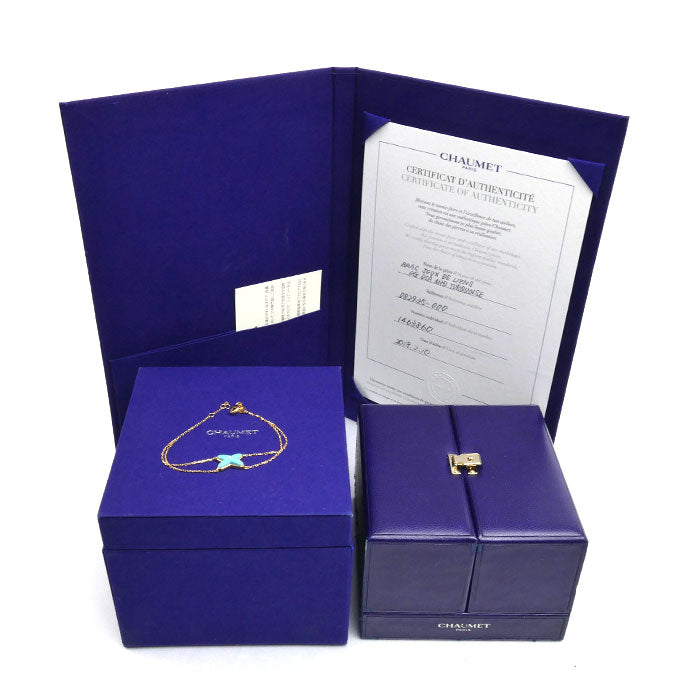 Chaumet ショーメ K18PG ピンクゴールド ジュ ドゥ リアン ブレスレット 082935 ターコイズ ダイヤモンド 2.6g 15.5/16.5/17.5cm レディース【中古】