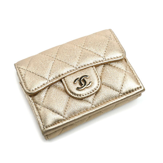 CHANEL シャネル クラシック スモールフラップ ウォレット 三つ折り財布 ゴールド AP0230 レディース【中古】