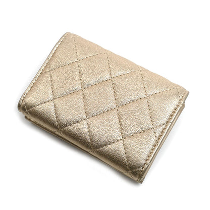 CHANEL シャネル クラシック スモールフラップ ウォレット 三つ折り財布 ゴールド AP0230 レディース【中古】
