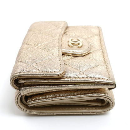 CHANEL シャネル クラシック スモールフラップ ウォレット 三つ折り財布 ゴールド AP0230 レディース【中古】
