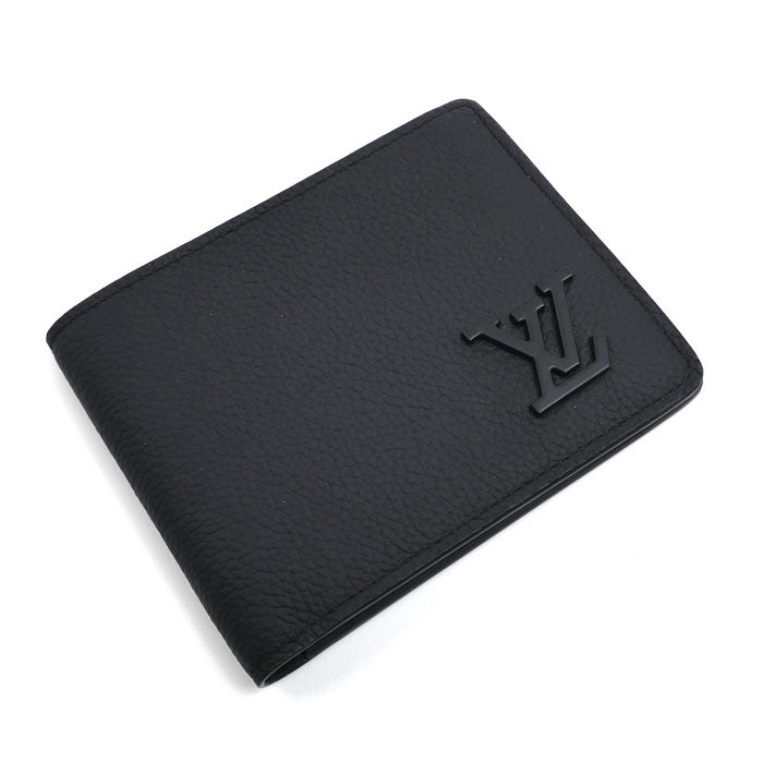 LOUIS VUITTON ルイ・ヴィトン ポルトフォイユ・ミュルティプル 二つ折り財布 アエログラム ブラック M69829 IC メンズ【中古】【美品】