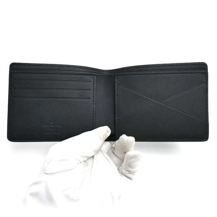 LOUIS VUITTON ルイ・ヴィトン ポルトフォイユ・ミュルティプル 二つ折り財布 アエログラム ブラック M69829 IC メンズ【中古】【美品】