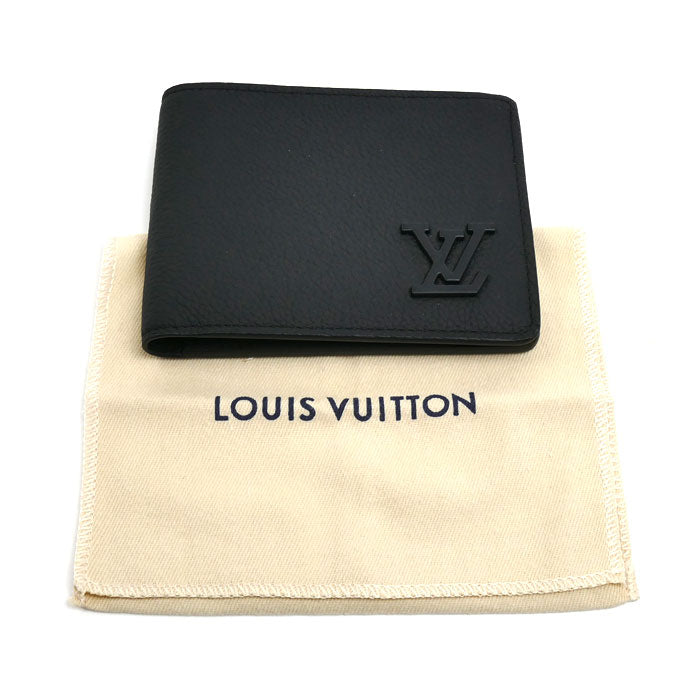 LOUIS VUITTON ルイ・ヴィトン ポルトフォイユ・ミュルティプル 二つ折り財布 アエログラム ブラック M69829 IC メンズ【中古】【美品】