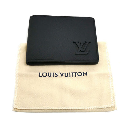 LOUIS VUITTON ルイ・ヴィトン ポルトフォイユ・ミュルティプル 二つ折り財布 アエログラム ブラック M69829 IC メンズ【中古】【美品】