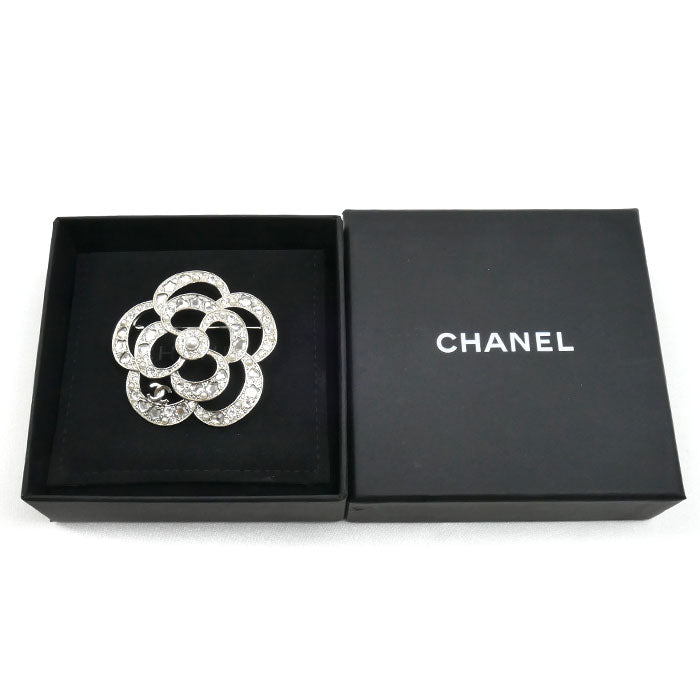 CHANEL シャネル メタル ココマーク カメリア ブローチ ABF233 ラインストーン フェイクパール レディース【中古】【美品】