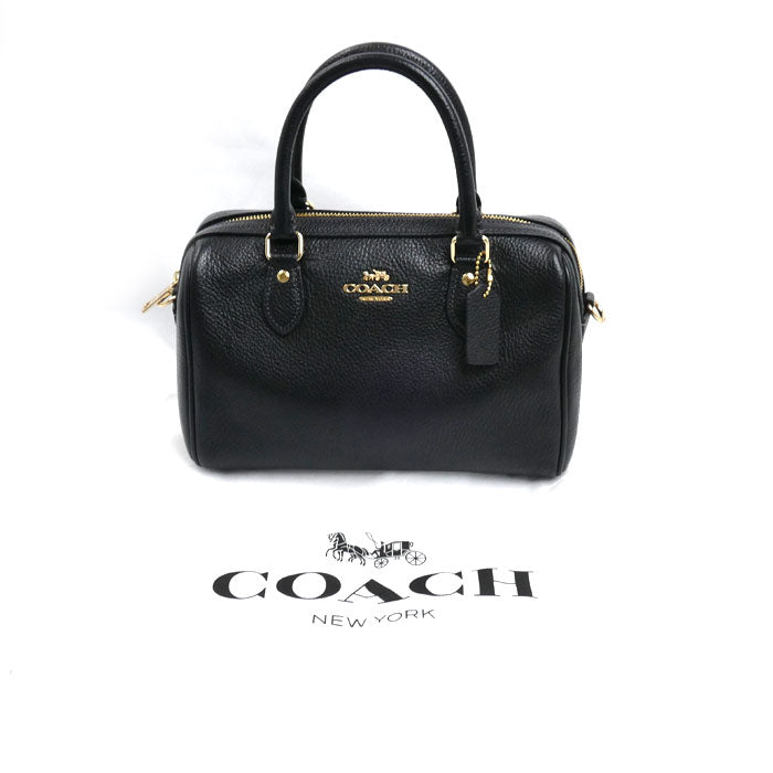 COACH コーチ ローアン サッチェル ボストンバッグ ブラック CV962 IMBLK レディース【中古】