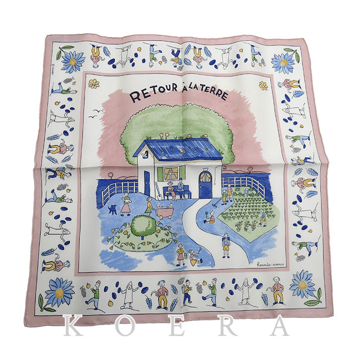 HERMES エルメス カレ45　RE TOUR A LA TERRE スカーフ マルチカラー 故郷に帰る レディース【中古】【極美品】