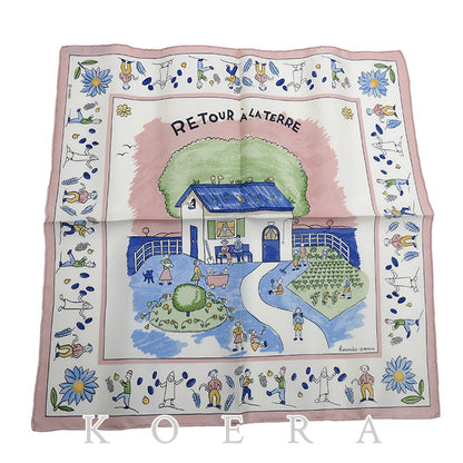 HERMES エルメス カレ45　RE TOUR A LA TERRE スカーフ マルチカラー 故郷に帰る レディース【中古】【極美品】