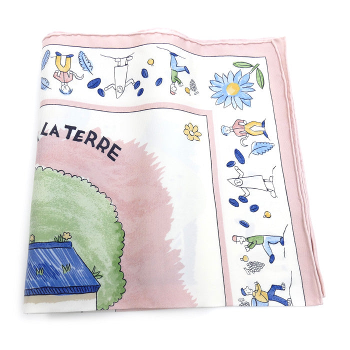 HERMES エルメス カレ45　RE TOUR A LA TERRE スカーフ マルチカラー 故郷に帰る レディース【中古】【極美品】