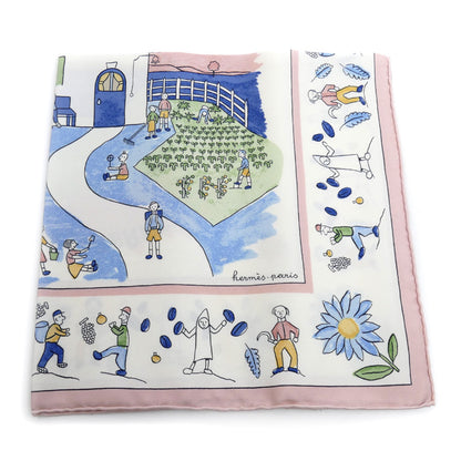 HERMES エルメス カレ45　RE TOUR A LA TERRE スカーフ マルチカラー 故郷に帰る レディース【中古】【極美品】