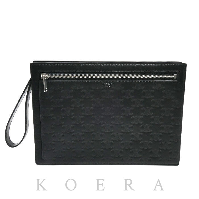 CELINE セリーヌ トリオンフ クラッチバッグ ブラック 10N823FQD メンズ【中古】【美品】