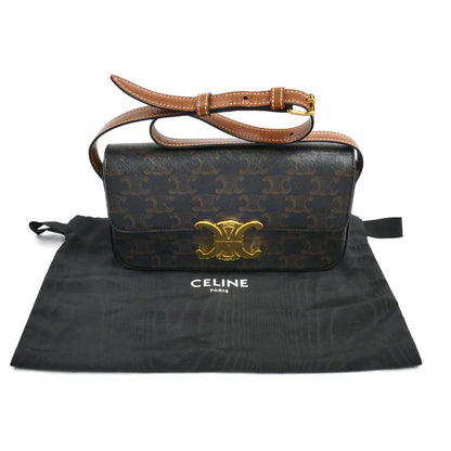 CELINE セリーヌ トリオンフ クロード ショルダーバッグ ブラウン 194142CUZ レディース【中古】【美品】