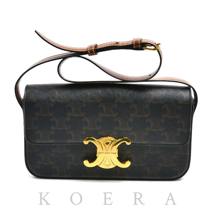 CELINE セリーヌ トリオンフ クロード ショルダーバッグ ブラウン 194142CUZ レディース【中古】【美品】