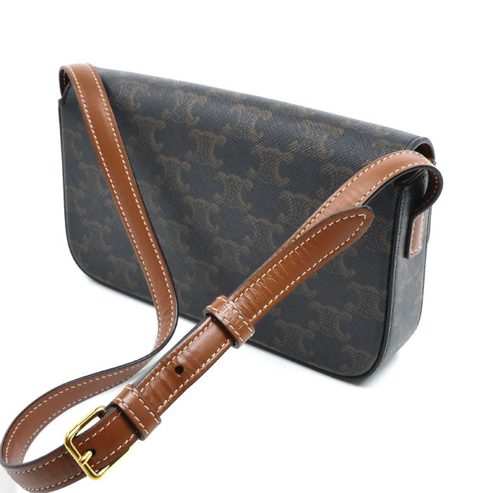 CELINE セリーヌ トリオンフ クロード ショルダーバッグ ブラウン 194142CUZ レディース【中古】【美品】